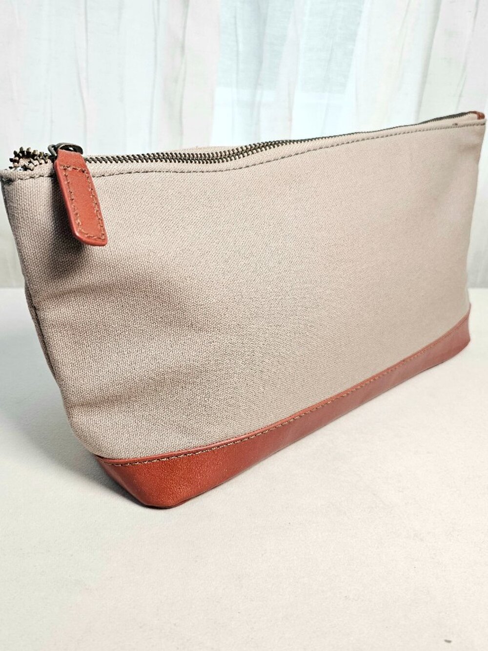 Mark & Graham Canvas Leather Zip Pouch NWOT Travel Organizer Cosmetic Bag